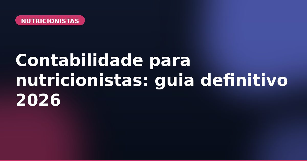 Contabilidade para nutricionistas